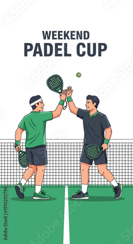 Two Athletes Celebrating Victory After A Thrilling Padel Match Together