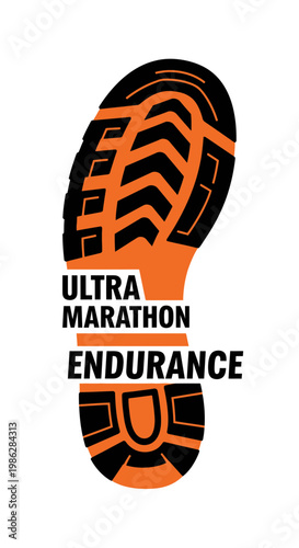 Ultra Marathon Endurance Footprint Trail Running Symbol