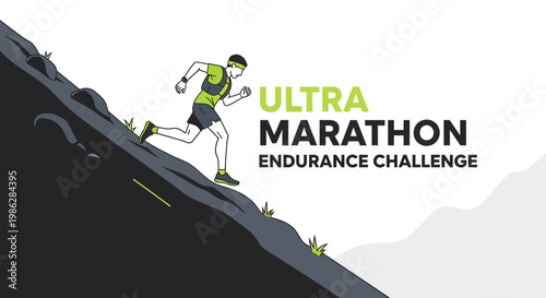 Ultra Marathon Runner Ascending Mountain Illustrating Endurance And Competition
