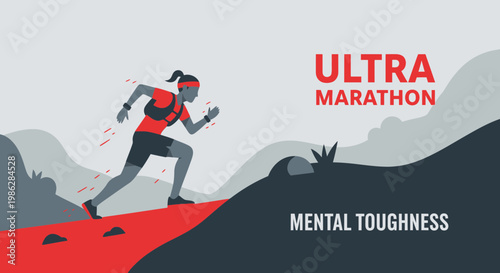 Ultra Marathon Runner Displaying Endurance and Mental Fortitude to Achieve Goals
