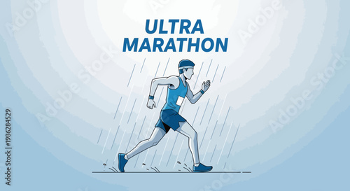 Ultra Marathon Runner Defies Elements, Showcasing Endurance and Grit in This Artistic Depiction