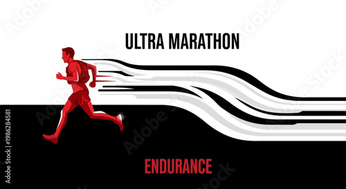 Ultra Marathon Runner In Dynamic Motion And Endurance Concept Against Monochrome Background