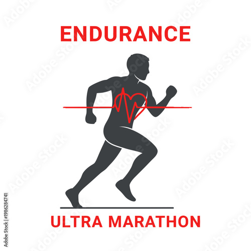 Ultra Marathon Runner Showing Heartbeat Symbolizing Endurance And Health
