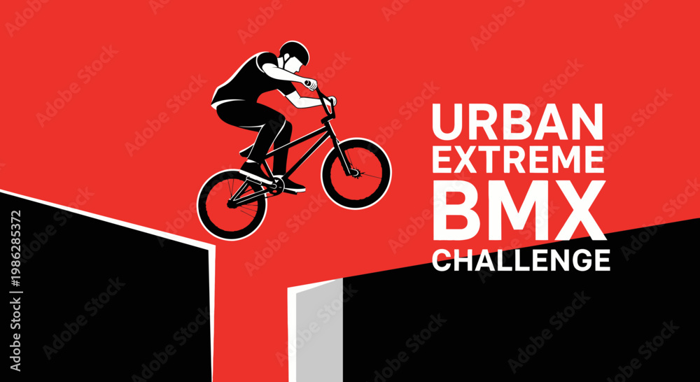 Fototapeta premium Urban BMX Extreme Challenge Poster Depicting A Dynamic Rider Performing An Amazing Stunt