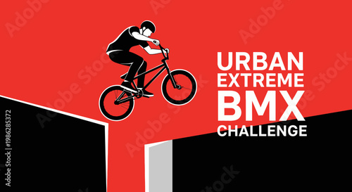 Urban BMX Extreme Challenge Poster Depicting A Dynamic Rider Performing An Amazing Stunt