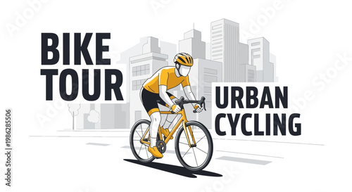 Urban Cycling Adventure Depicting A Cyclist Exploring The City And Its Architecture