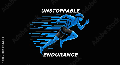 Unstoppable Athlete Demonstrating Speed And Endurance Against a Black Background