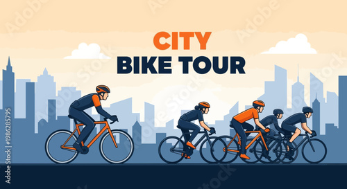 Urban Cycling Group Exploring City Streets On A Scenic Bike Tour Adventure