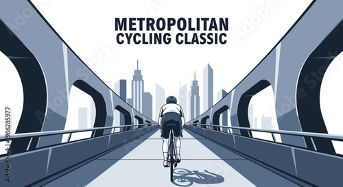 Urban Cyclist Navigates Modern City Bridge Bicycle Race Perspective