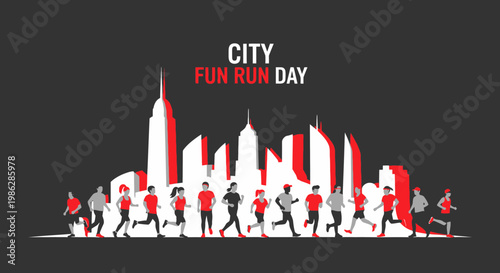 Urban Marathon Gathering City Fun Run Day Silhouette