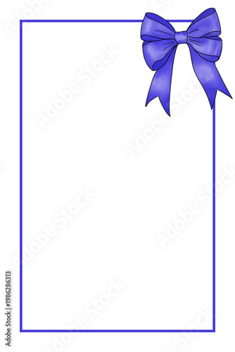 Purple Ribbon Bow Frame Isolated on Transparent Background, Elegant Decorative Border for Invitations and Design Templates