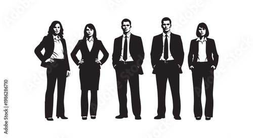 Business people team silhouette vector illustration group of office workers standing together professional staff corporate.