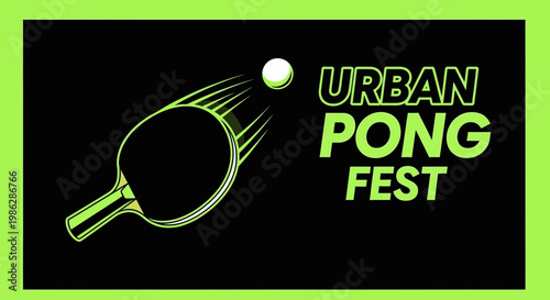 Urban Pong Fest: A Bold and Dynamic Illustration of Competitive Table Tennis