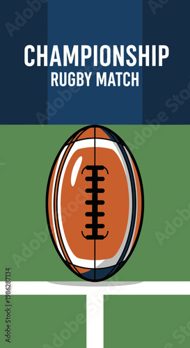 Vibrant Championship Rugby Match Illustration Depicting Intense Competition and Excitement