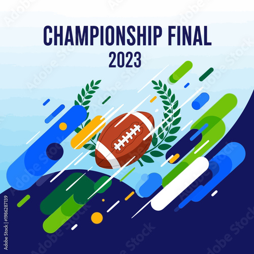 Vibrant Championship Final 2023 Illustration Featuring American Football And Abstract Elements