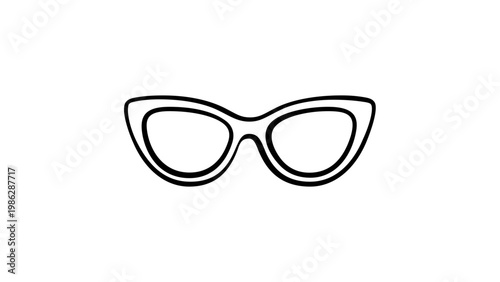 Minimalist cat-eye glasses vector icon illustration. Simple black line art of vintage style eyewear frames for fashion design, optical branding, and lifestyle graphics. AI-generated scalable art.