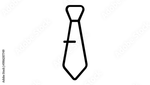 Minimalist black line vector icon of a necktie, ideal for business, formal wear, and fashion accessory designs. Scalable flat illustration for professional branding, web, and app interfaces.