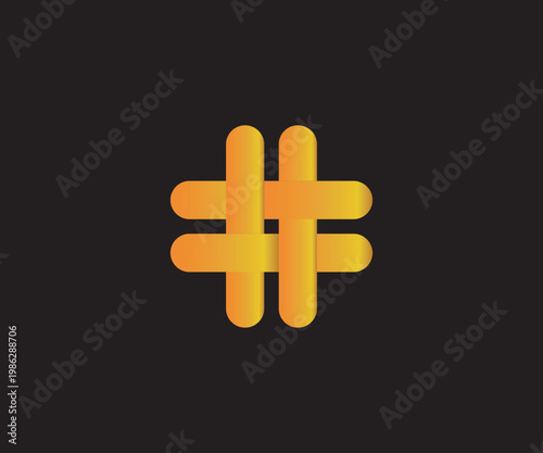 3D Hashtag icon isolated on white background Concept of number sign social media symbol. Hashtag Icon Symbol Vector.