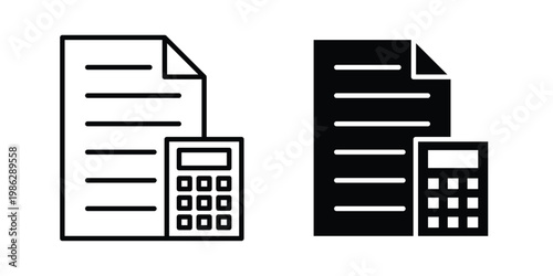 Accounting icon symbol collection, Stroke and flat icons