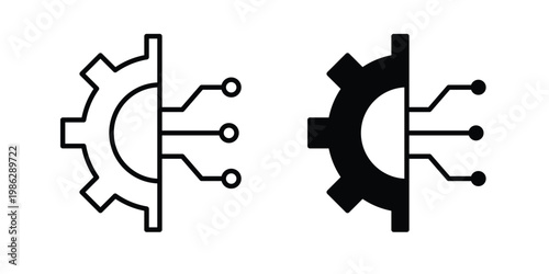 advanced technology icon symbol collection, Stroke and flat icons