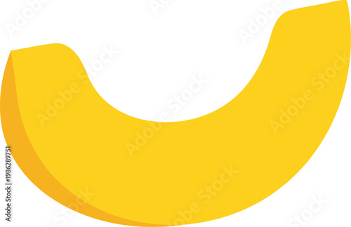 Yellow banana slice fruit curved