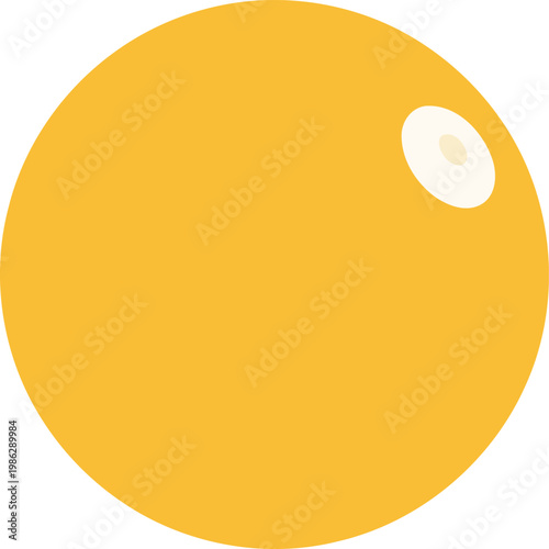 Yellow circle with white highlight simple shape solid color