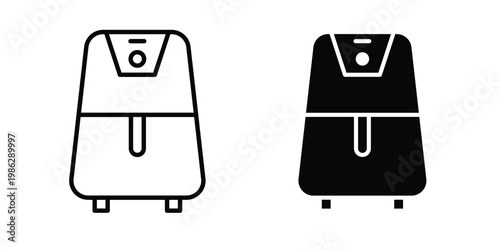 Air fryer icon symbol collection, Stroke and flat icons