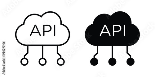 API icon symbol collection, Stroke and flat icons
