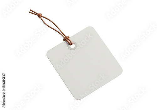 Obraz na płótnie A white tag with a brown string isolated on transparent background