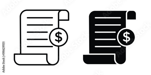 Billing icon symbol collection, Stroke and flat icons
