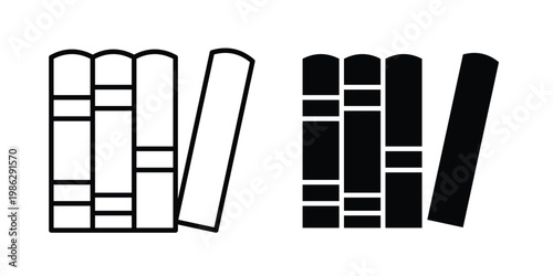 Books icon symbol collection, Stroke and flat icons