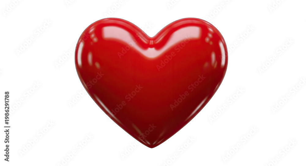 Obraz premium Shiny red heart symbol isolated on transparent background for love
