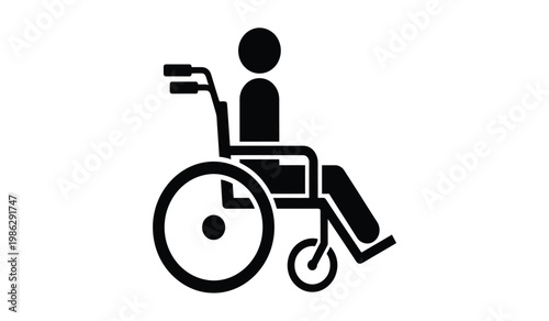A stark black silhouette depicts a person seated in a wheelchair showcasing mobility assistance and accessibility a powerful symbol of inclusivity silhouette high quality