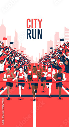 Vibrant City Marathon: A Dynamic Depiction of Urban Endurance and Collective Celebration