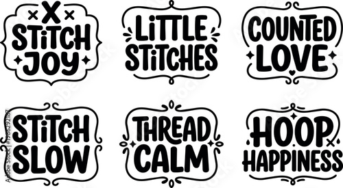 Black and white hand lettering stitch joy little stitches counted love thread calm hoop happiness set