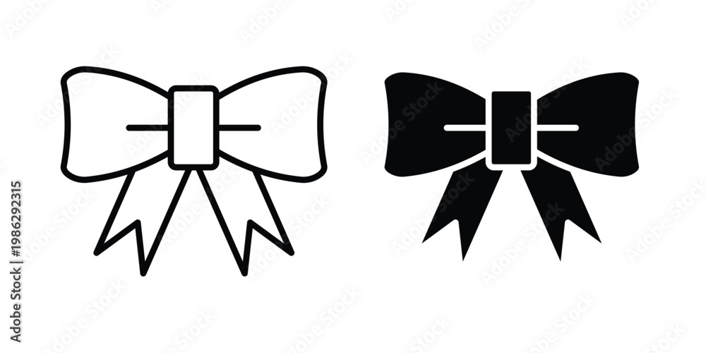 Naklejka premium Bow icon symbol collection, Stroke and flat icons