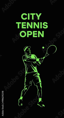 Vibrant City Tennis Open Championship Tournament Dynamic Action Shot