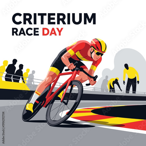 Vibrant Cyclist Competes in a Dynamic Criterium Race Depicting Speed and Athleticism on a Track