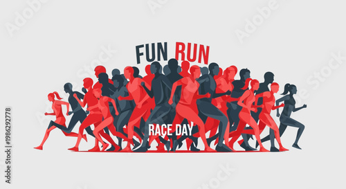 Vibrant Fun Run Race Day Gathering Of Diverse Energetic Runners In Dynamic Motion