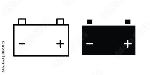 Car Battery icon symbol collection, Stroke and flat icons