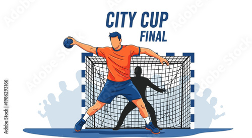 Vibrant Handball Action: Capturing the Intensity of the City Cup Final Event