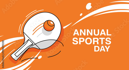 Vibrant Illustrated Ping Pong Concept for Annual Sports Day Celebration Display