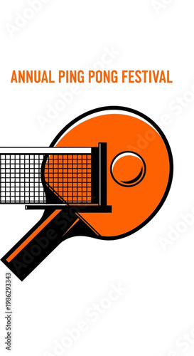Vibrant Illustrated Ping Pong Festival Announcement: Engaging Design for Promotional Purposes