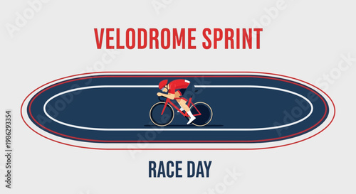 Vibrant Illustration of a Cyclist Sprinting on the Velodrome Track During Race Day