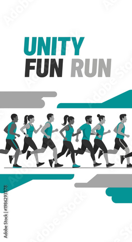 Vibrant Illustrated Poster Promoting Community Spirit and Recreational Fitness Events