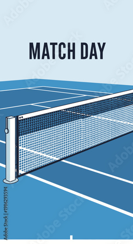 Vibrant Illustrated Tennis Court: A Day Of Competitive Sports And Excitement