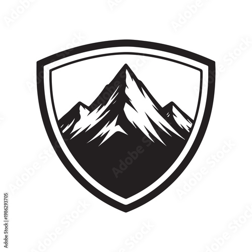 Minimal Mountain Shield Logo Design