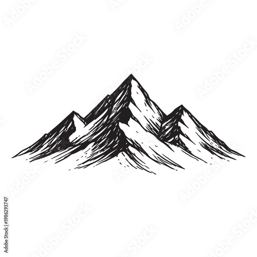 Artistic Hand Drawn Mountain Sketch Illustration