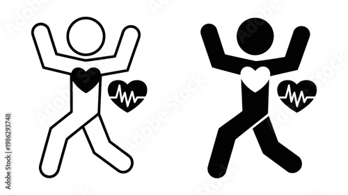 An active person with a heart monitor icon, illustrating a strong pulse and cardiovascular fitness.