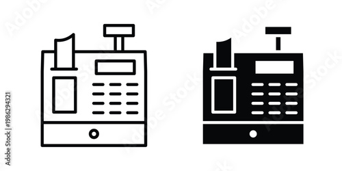 Cash register icon symbol collection, Stroke and flat icons